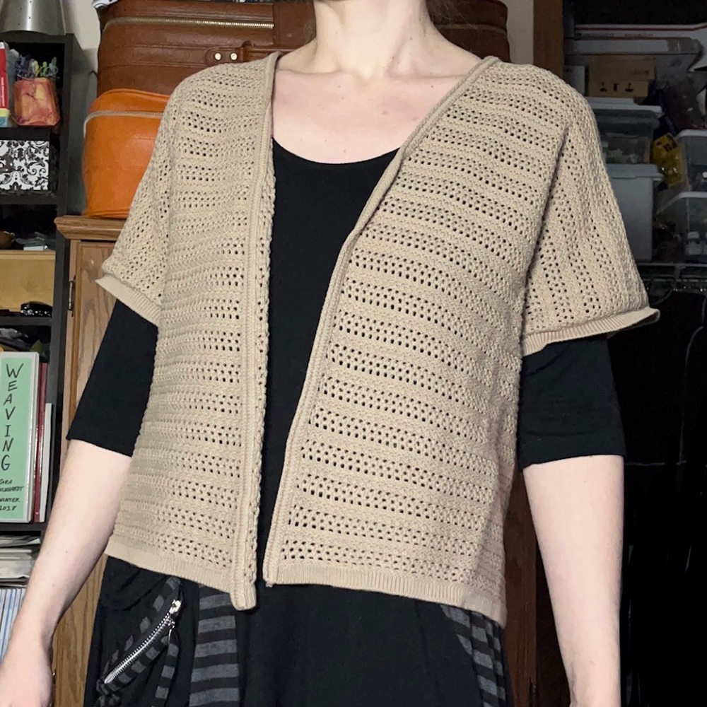 Y2K Jones New York Sport Neutral Crochet Cardigan Size L Cotton Summer